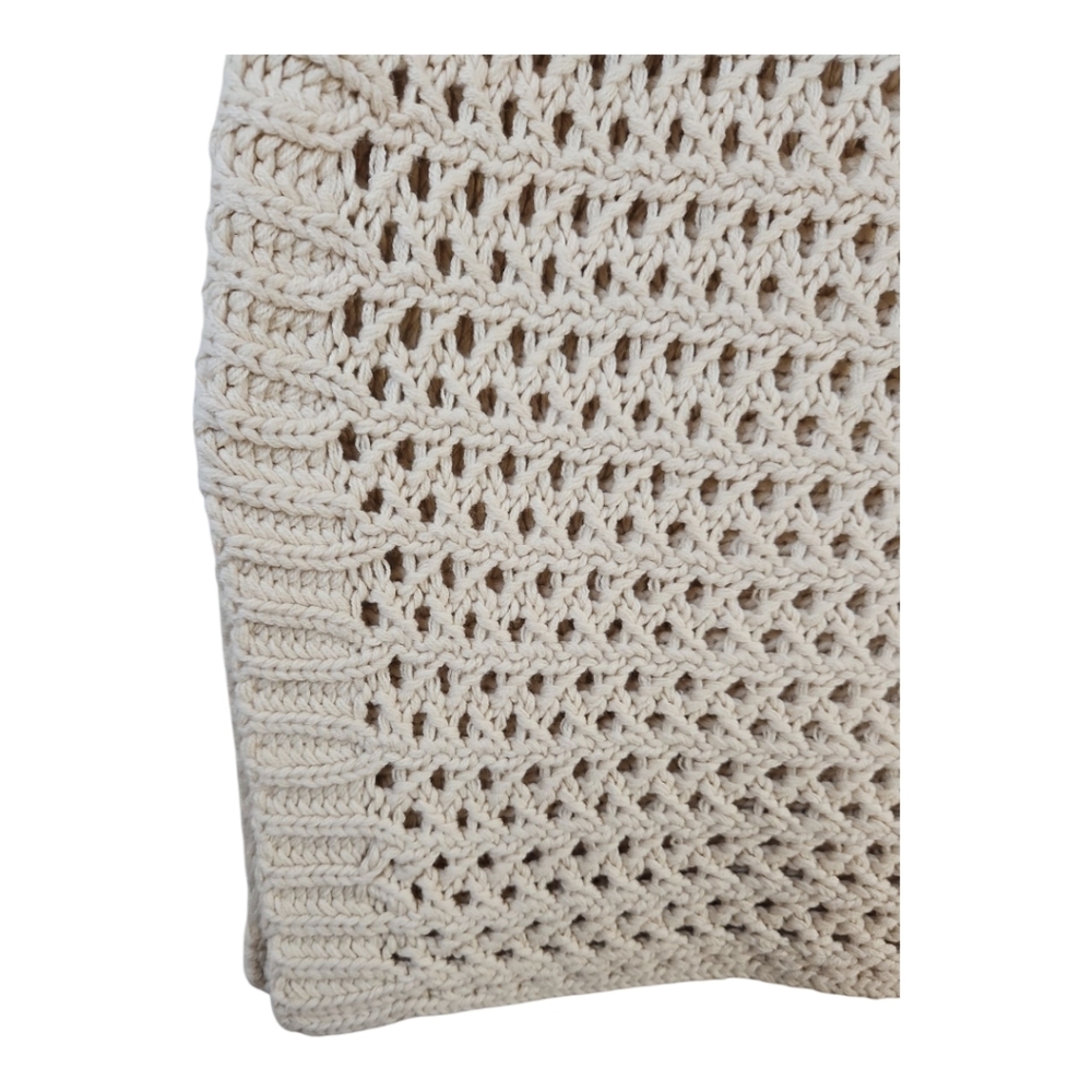 Free People Northern Lights Sleeveless Crochet Sweater Ivory Cream Size M - Picture 3 of 6